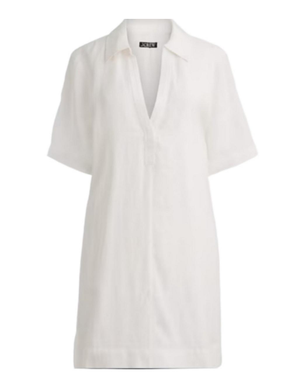 J.CREW Bungalow Popover Dress Linen #BZ474 White Pockets Coastal Size Small Tall